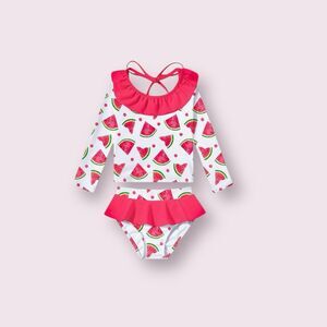 Girls 2 Piece Rash Guard Swimsuit Set Watermelon Sz 4T